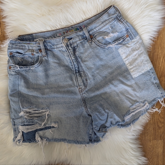 Pants - American Eagle Highest Rise 90s Boyfriend Short rainbow pride patchwork